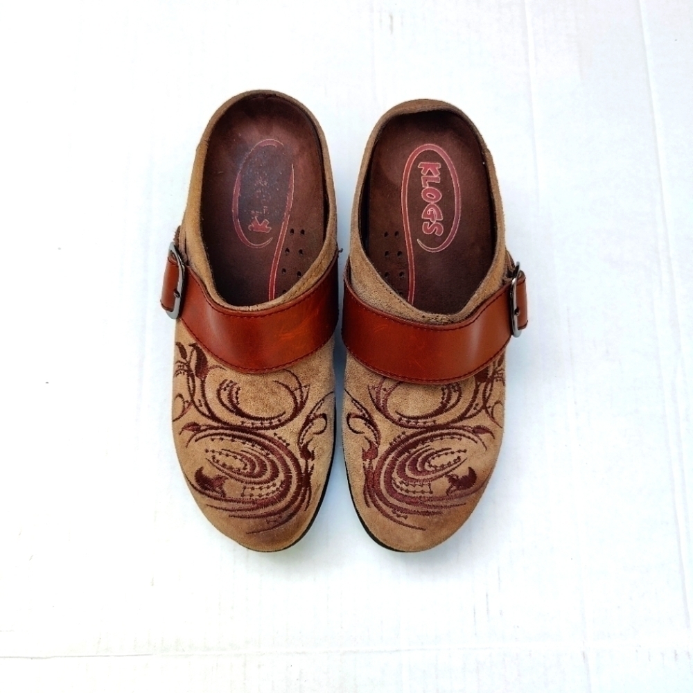 Klogs Women's Clogs Paisley Embossed Leather Buckle Accent Size 8.5M - Picture 4 of 11